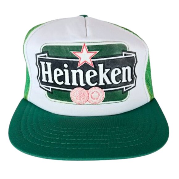 Vintage 80s HEINEKEN Snapback Trucker Hat Beer Hat Classic Cap Baseball Hat - Picture 1 of 13